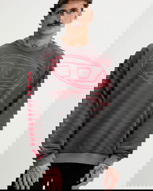 Diesel bluză S-BOXT-T1 culoarea gri, cu imprimeu, A18654.0AGCB