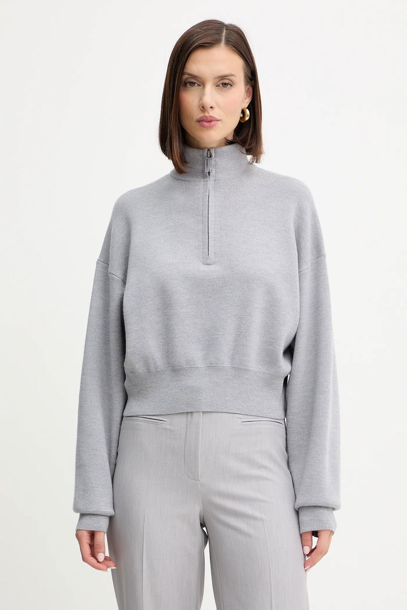 Victoria Beckham pulover din amestec de lână culoarea gri, cu turtleneck, 1425KJU006610B