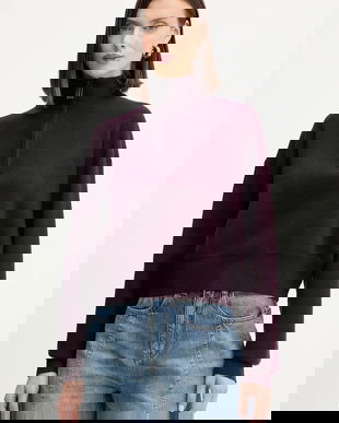 Victoria Beckham pulover din amestec de lână culoarea bordo, cu turtleneck, 1425KJU006610A