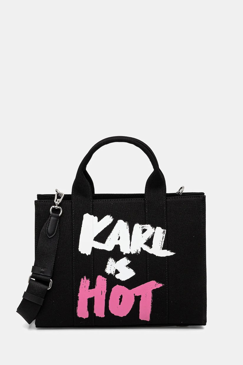 Karl Lagerfeld geantă de bumbac Karl Lagerfeld x Paris Hilton culoarea negru, A4W50075