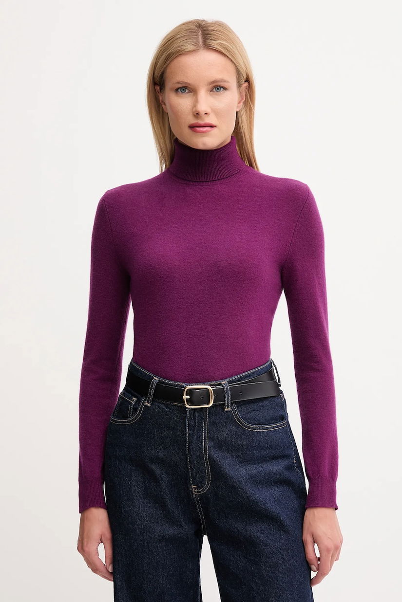 United Colors of Benetton pulover de lână culoarea gri, cu guler, 1002D2348