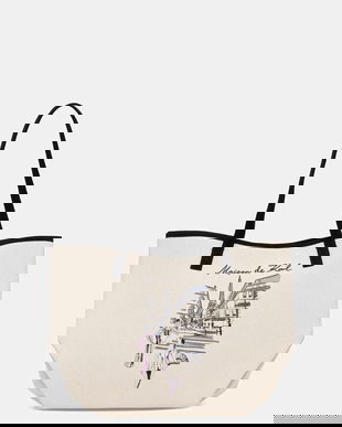 Karl Lagerfeld geantă de bumbac culoarea bej, A4W50057