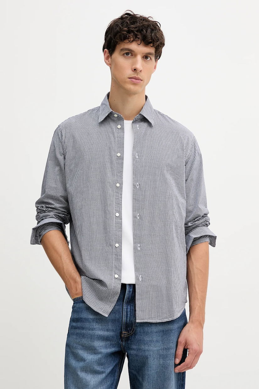 United Colors of Benetton cămașă din bumbac culoarea bleumarin, cu guler clasic, regular, 52MCUQ04A
