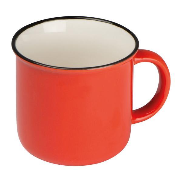 Cana vintage, Rosu, 350 ml, Piksel, Ceramica, &oslash;8,9&times;8,2 cm