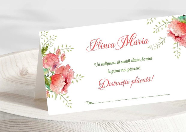 Plicuri bani botez fetițe cu motiv floral
