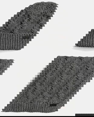 Barbour pălărie si eșarfă culoarea gri, MGS0096