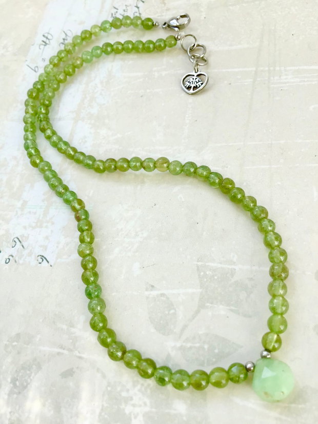 Colier CHOKER prehnit