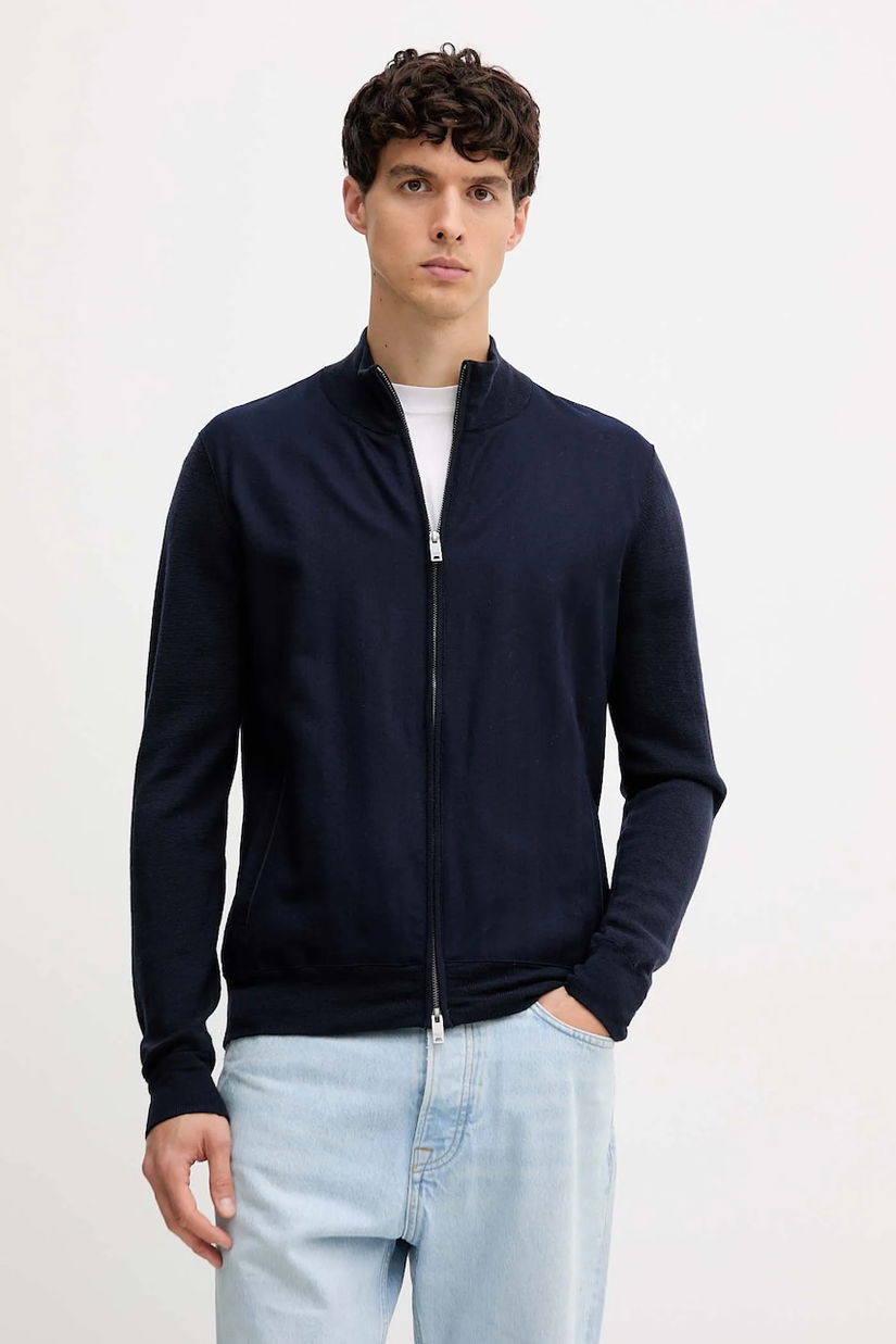 Hackett London cardigan din lână culoarea bleumarin, HM7000085