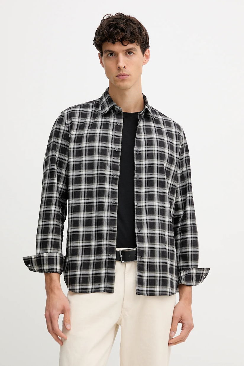 Marc O'Polo cămașă din bumbac culoarea gri, cu guler clasic, regular, 529740042118