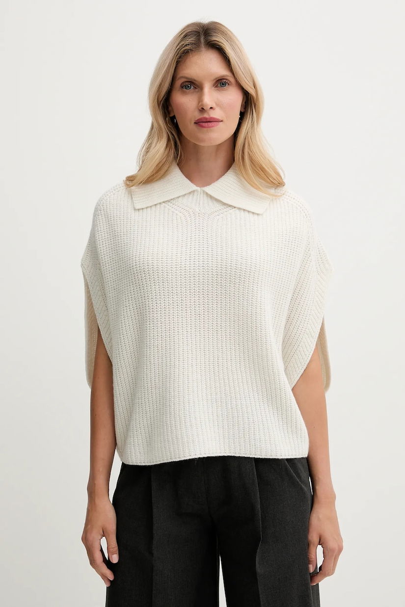 United Colors of Benetton poncho de lână culoarea bej, 1344DU01K