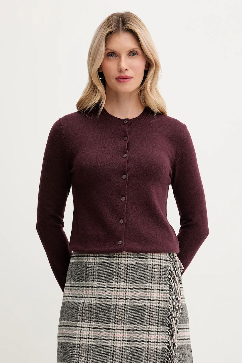 United Colors of Benetton cardigan din amestec de lână culoarea bordo, light, 102HD502B