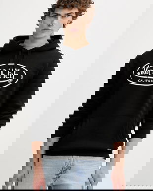 Von Dutch bluză culoarea negru, cu glugă, cu imprimeu, VD.1.SWZ.Brând