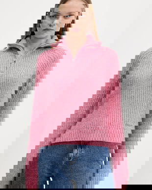 Tommy Jeans pulover din amestec de lână culoarea roz, călduros, cu guler, DW0DW21686