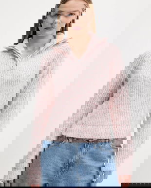 Tommy Jeans pulover din amestec de lână culoarea roz, călduros, cu guler, DW0DW21686