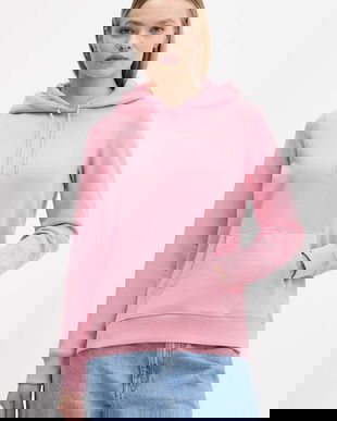 Tommy Jeans bluză culoarea roz, cu glugă, cu imprimeu, DW0DW21963