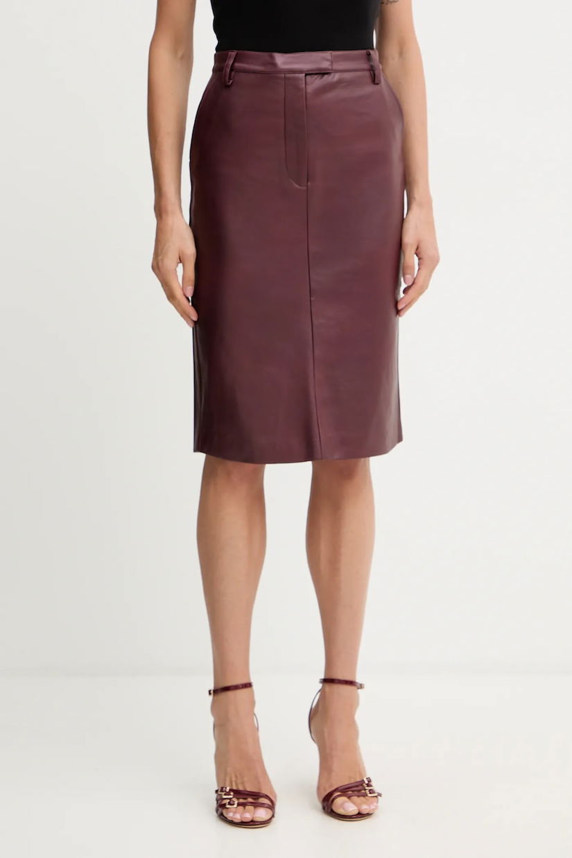 Bardot fustă culoarea bordo, mini, creion, 59679SB4