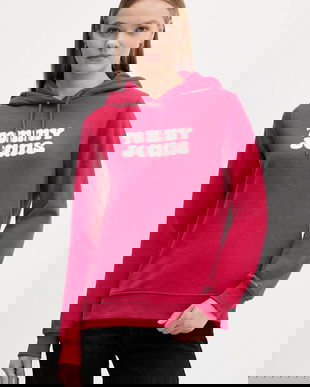 Tommy Jeans hanorac de bumbac culoarea roz, cu glugă, cu imprimeu, DW0DW21962