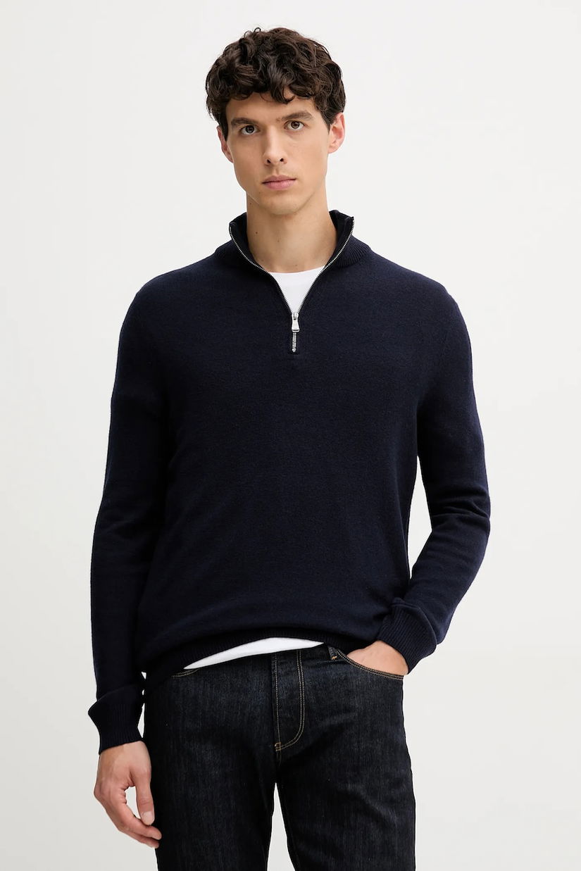 Joop! pulover din amestec de lână culoarea bleumarin, light, cu turtleneck, 30048172