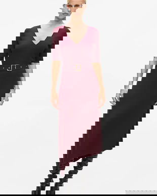 Karl Lagerfeld rochie culoarea bordo, midi, mulata, A4W13026