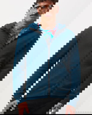 Medicine bluza culoarea turcoaz, cu glugă, neted