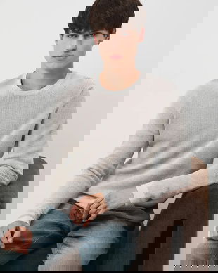 Medicine pulover de bumbac culoarea bej, light