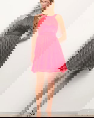 Answear.LAB rochie culoarea rosu, mini, evazati