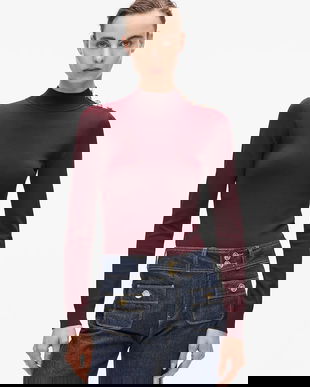 Karl Lagerfeld pulover culoarea bordo, light, cu turtleneck, A4W18038