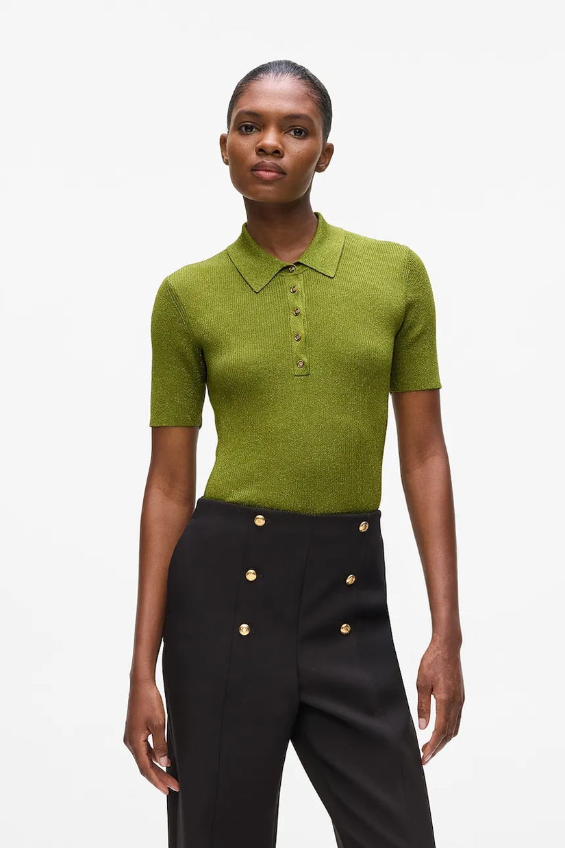 Karl Lagerfeld bluză culoarea verde, A4W18053