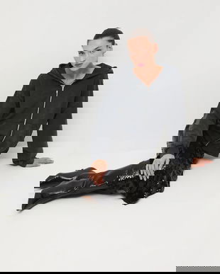 Medicine hanorac de bumbac culoarea gri, cu glugă, neted