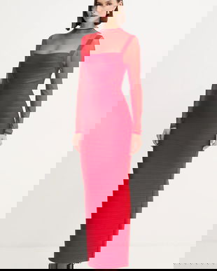 Herve Leger rochie Ella culoarea roșu, midi, mulată, HLT8525928