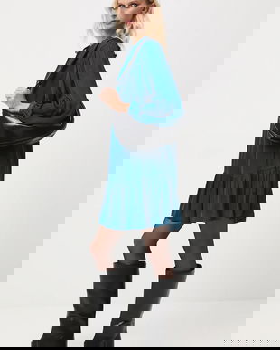 Medicine rochie culoarea turcoaz, mini, oversize