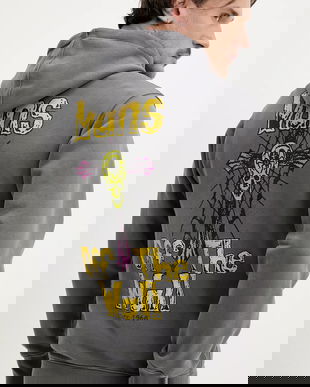 Vans hanorac de bumbac barbati, culoarea gri, cu glugă, cu imprimeu, VN000NWP1O71