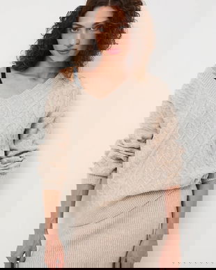 Medicine pulover culoarea bej, călduros