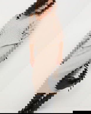 Medicine fusta culoarea bej, maxi, drept