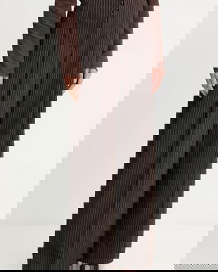 Rotate pantaloni culoarea maro, lat, high waist, 1146983065