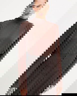 Rotate bluză culoarea maro, uni, 1146432910