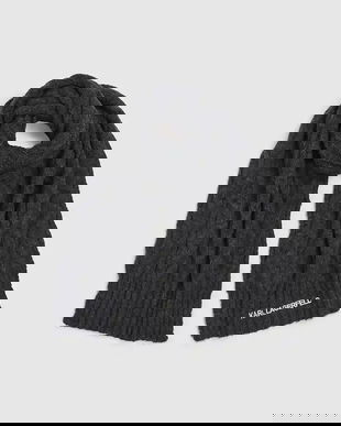 Karl Lagerfeld eșarfă din amestec de lână culoarea gri, uni, A4W33029