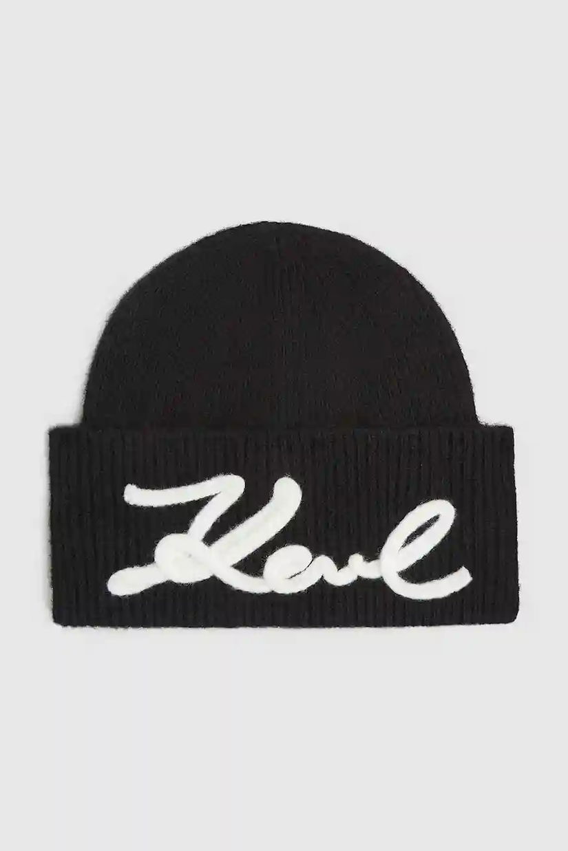 Karl Lagerfeld căciulă din amestec de lână culoarea negru, A4W33009