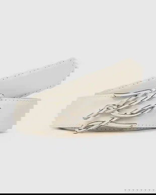 Karl Lagerfeld curea de piele cu două fețe culoarea bej, A4W33022