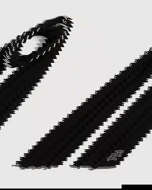 Karl Lagerfeld eșarfă de lână culoarea negru, uni, A4W33114