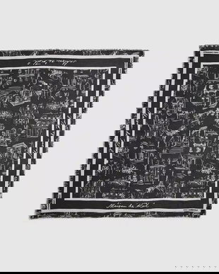 Karl Lagerfeld eșarfă cu mătase culoarea negru, cu imprimeu, A4W33116