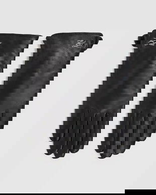 Karl Lagerfeld mănuși de piele culoarea negru, A4W33017