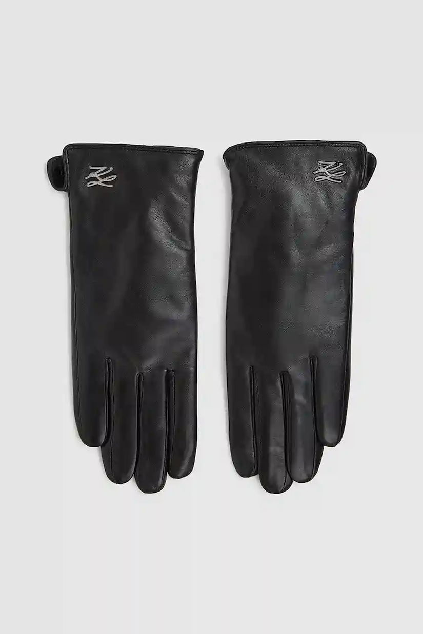 Karl Lagerfeld mănuși de piele culoarea negru, A4W33017