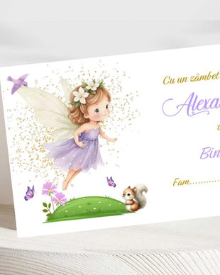 Plicuri de bani botez fetițe  Fairy în nuanțe lila