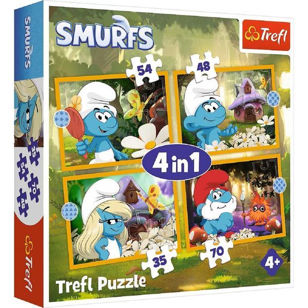 Puzzle 4 in 1: Viata in satul Strumfilor