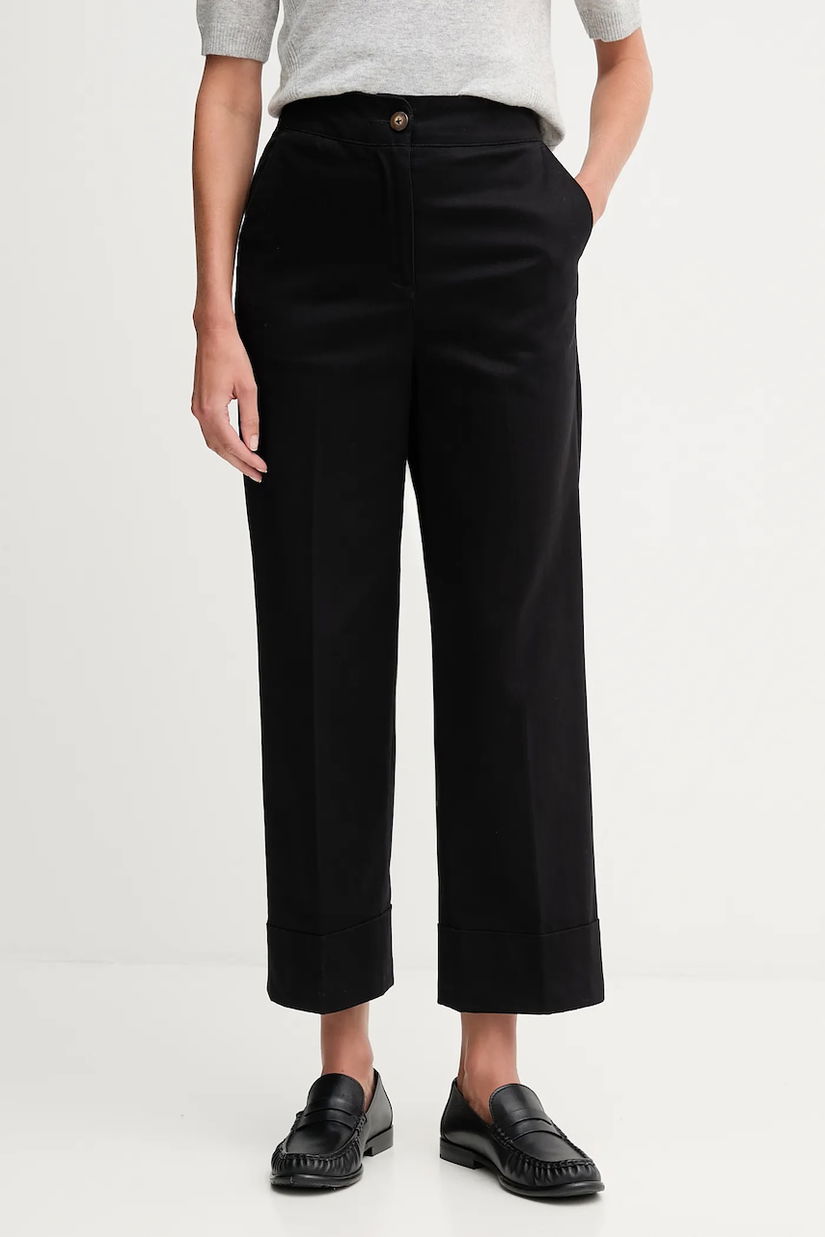 United Colors of Benetton pantaloni culoarea negru, drept, high waist, 4SJCDF07J