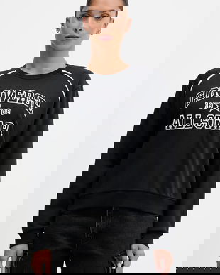 Converse bluză culoarea negru, cu imprimeu, CVW5K257