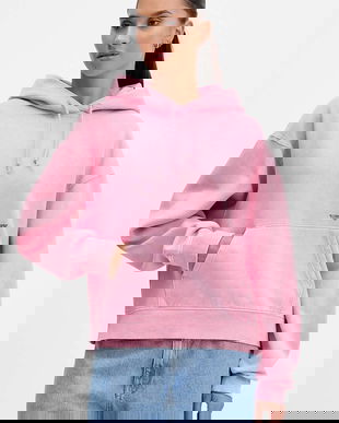 Tommy Jeans bluză culoarea roz, cu glugă, uni, DW0DW21609