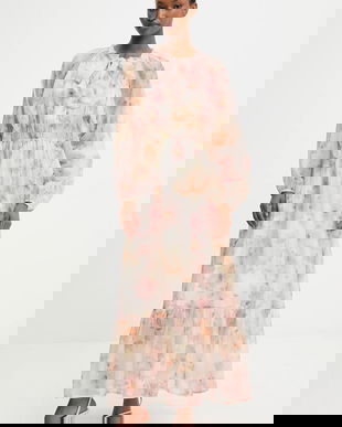 Answear.LAB rochie culoarea roz, maxi, evazati