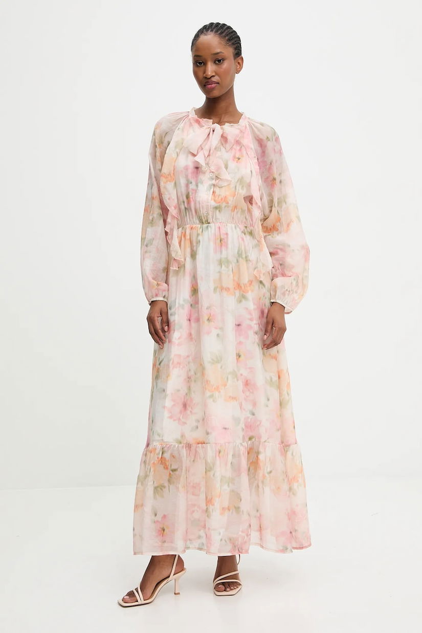 Answear.LAB rochie culoarea roz, maxi, evazati